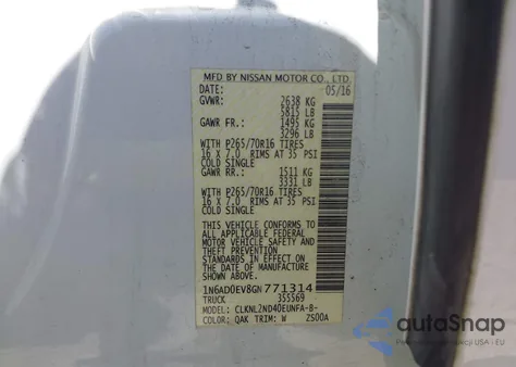 2016 Nissan Frontier Sv from USA, damaged, VIN 1N6AD0EV8GN771314